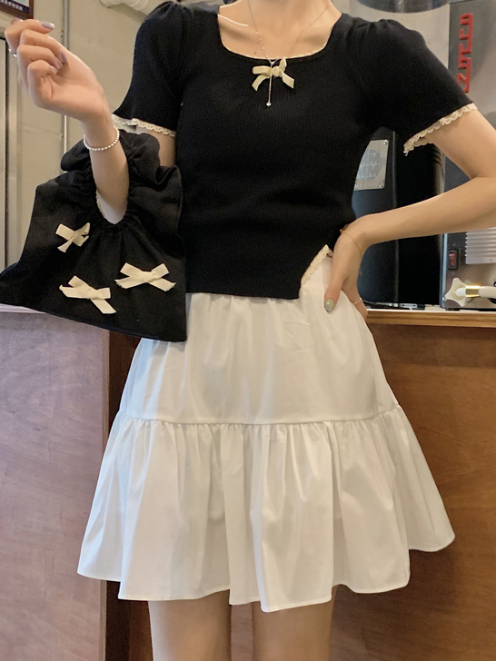 kumayes防走光纯欲白色半身裙女夏高腰...