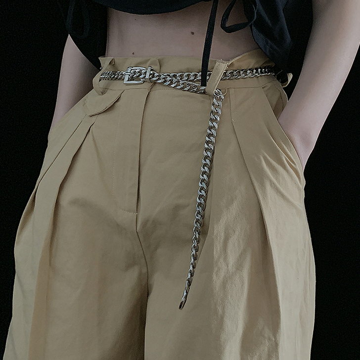 朋克百搭腰带女ins风裤链挂链条皮带装饰连...