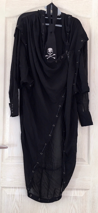 punk朋克不规则绑带透视连衣裙外套