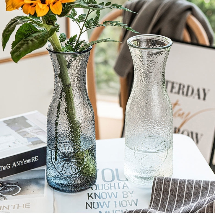 简约透明玻璃花瓶欧式大口直筒创意北欧小清新...