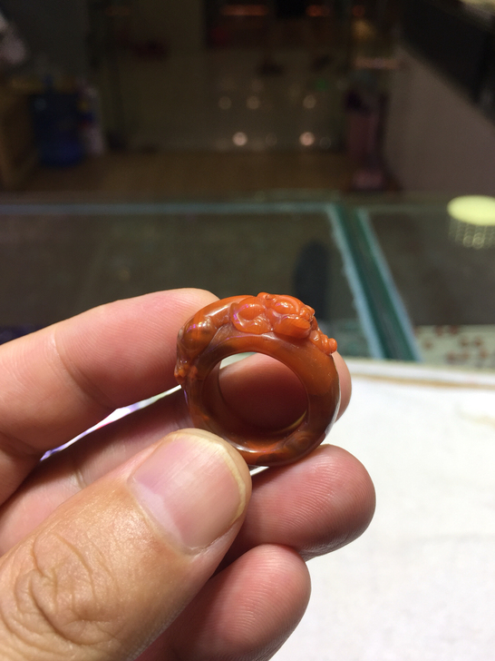 全新，纯天然精品满色满肉南红招财貔貅戒指，...