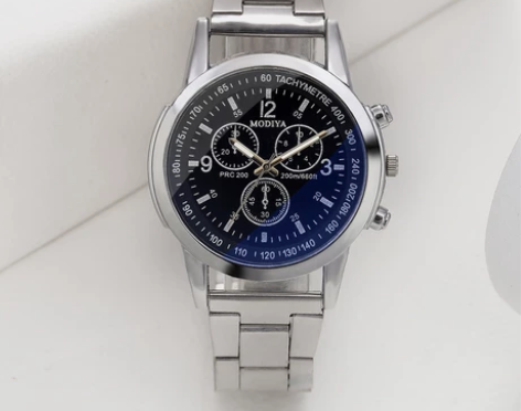 热款蓝光玻璃钢带手表男 时尚石英男表 高档...