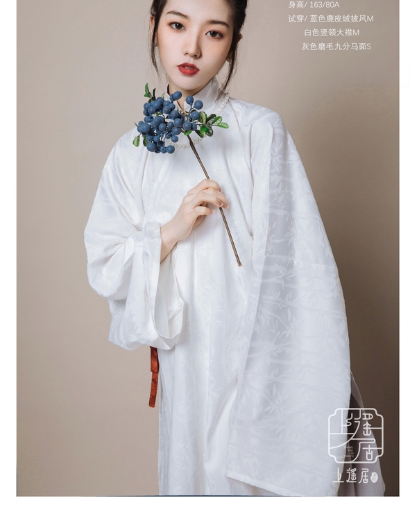 【上遥居】知更明制汉服白色直袖竖领大襟