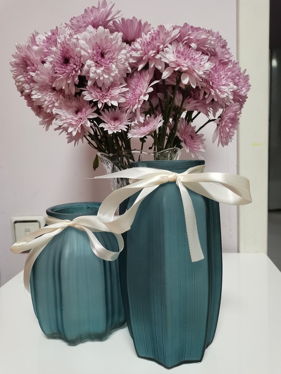 （全新转）一大一小花瓶玻璃花瓶套装 客厅摆...