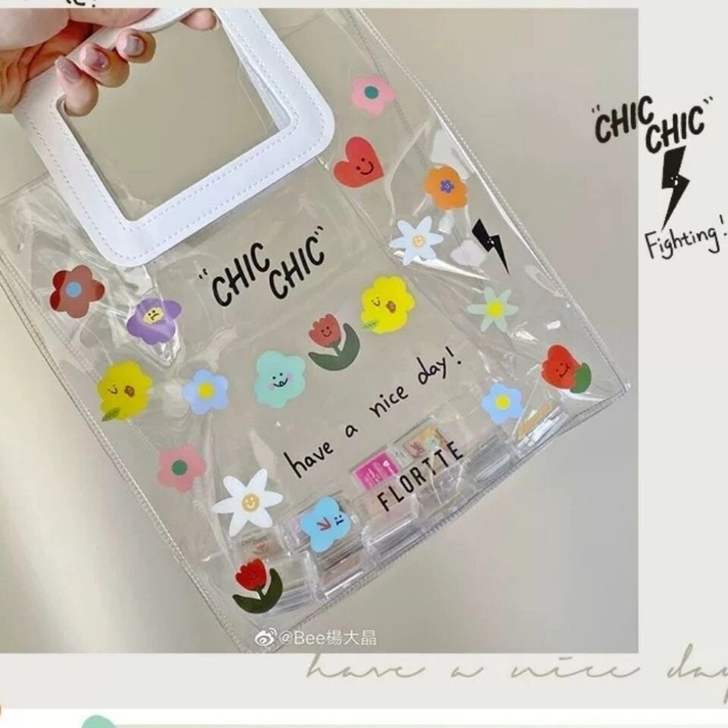 透明PVC手提收纳袋便携化妆整理袋ins日...