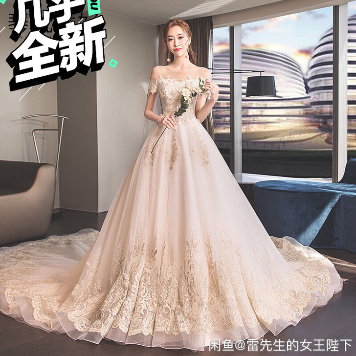 赫本风 长拖尾婚纱