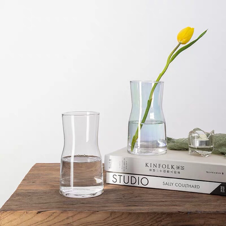 极简小花瓶玻璃插花花器水培植物玻璃瓶清新桌...