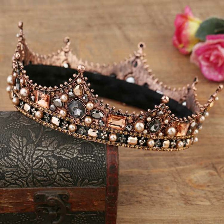 新娘头饰王冠复古宫廷欧美巴洛克结婚大皇冠女...