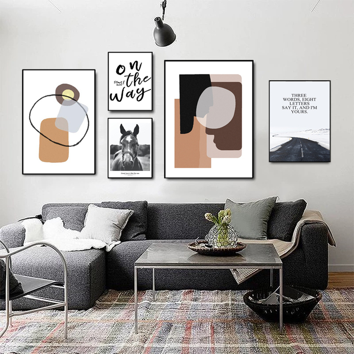 北欧组合装饰画客厅现代简约多联挂画餐厅轻奢...