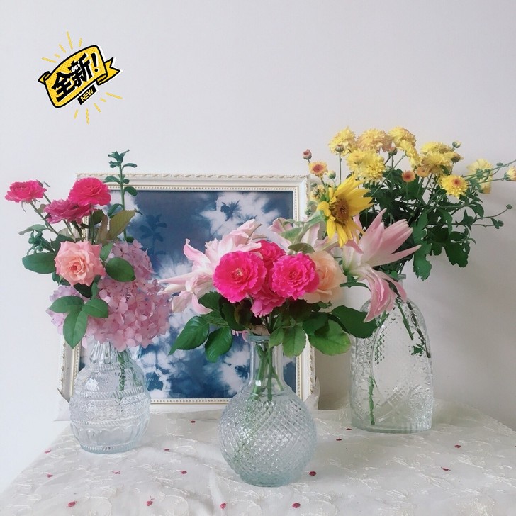 全新马德里浮雕复古花纹玻璃瓶插花水培客厅书...