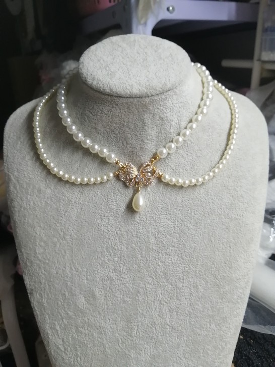 原创手作洛丽塔百搭优雅华丽lo仿珍珠项链配...