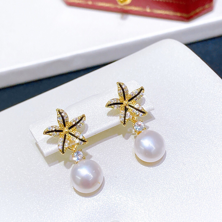 海星耳环，超精致，工艺超赞，天然淡水珍珠，...