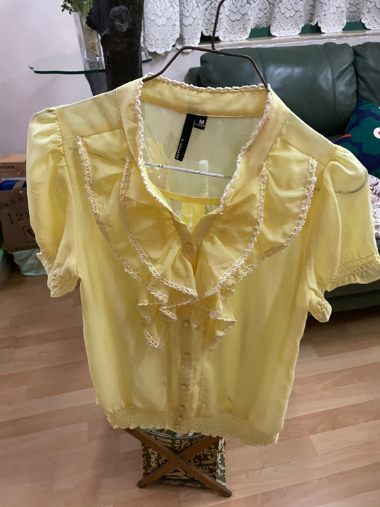 雪纺衬衫,黄色,m码,宽松