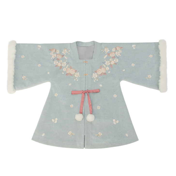 远山乔【胭脂红釉】明制汉服秋冬方领半袖披袄...