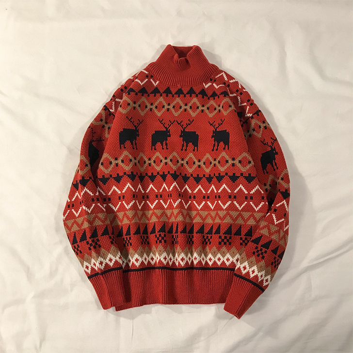【狂欢价】半高领圣诞毛衣女宽松秋冬外穿韩版...