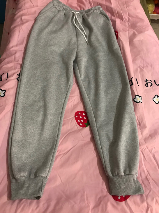 加绒卫裤运动裤女灰色