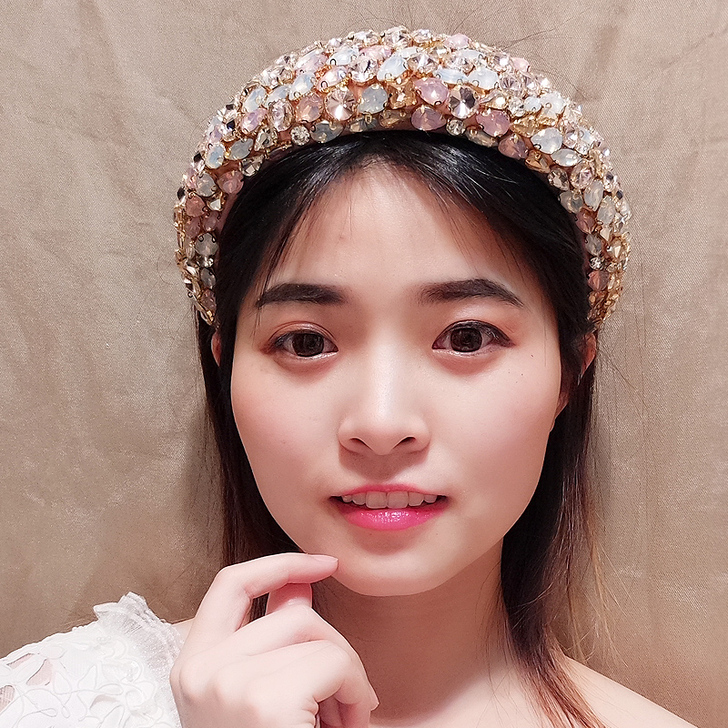 2020新款发饰粉色彩钻发箍女加厚防滑发卡...