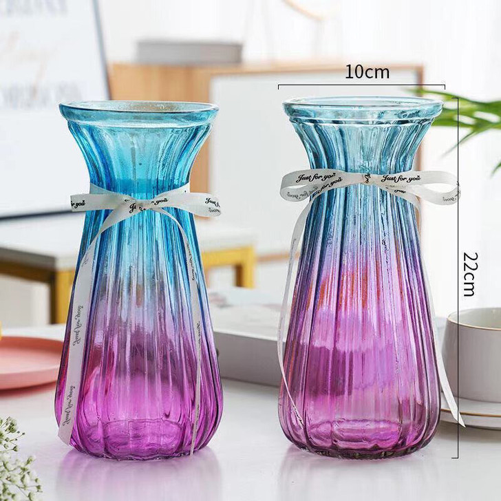 加厚玻璃花瓶客厅插花摆件水培富贵竹百合花片...