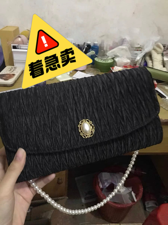 复古vintage新款珍珠包链条小包包女斜...