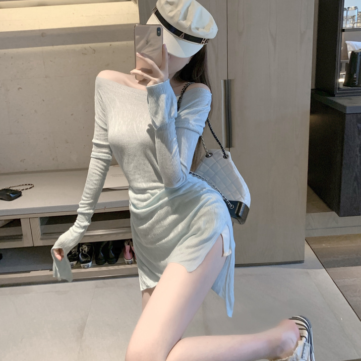 超仙气质蓝色网红喇叭袖上衣女夏薄款防晒衫设...