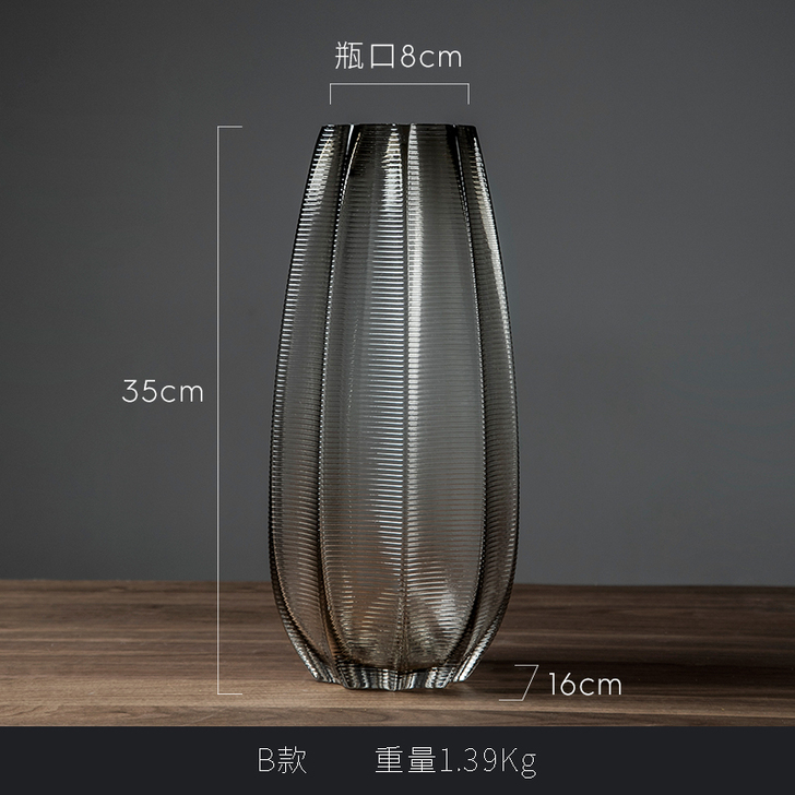 美式玻璃插花花瓶摆件北欧家居客厅餐厅装饰样...