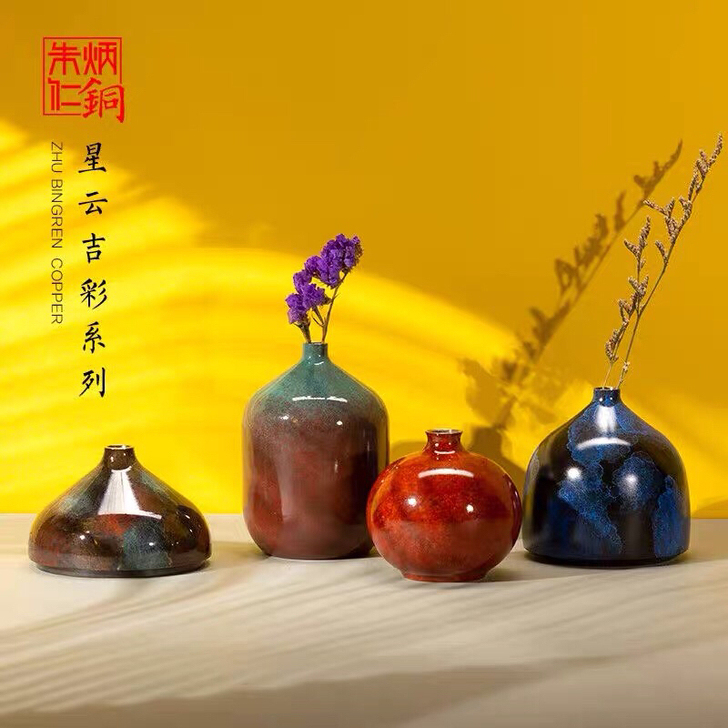 朱炳仁铜 新款插花花瓶星云吉彩系列之三花瓶...