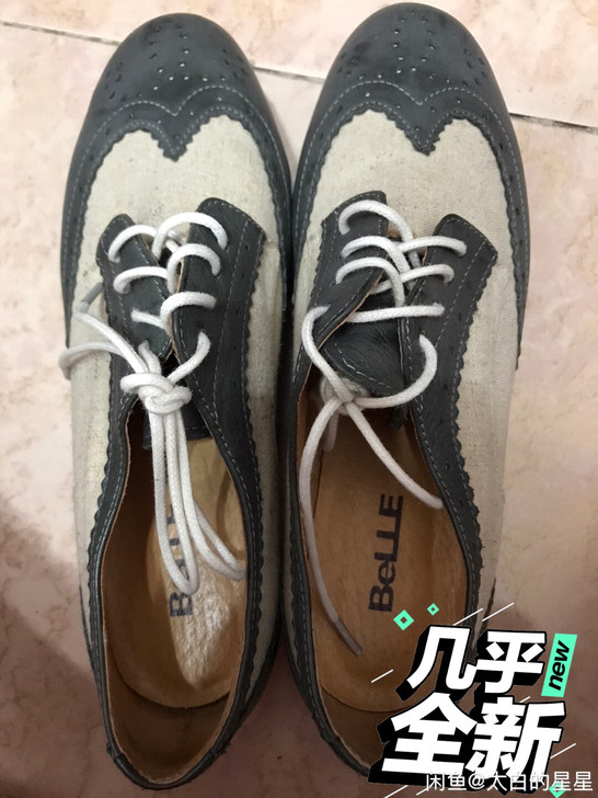 闲置95新百丽复古风格坡跟女皮鞋，39码，...