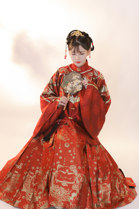 原创明制汉服女中国风古风学生祆裙秋冬款一片...