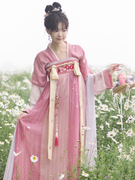远山乔【春山桃】唐制汉服女 刺绣半臂外套 ...