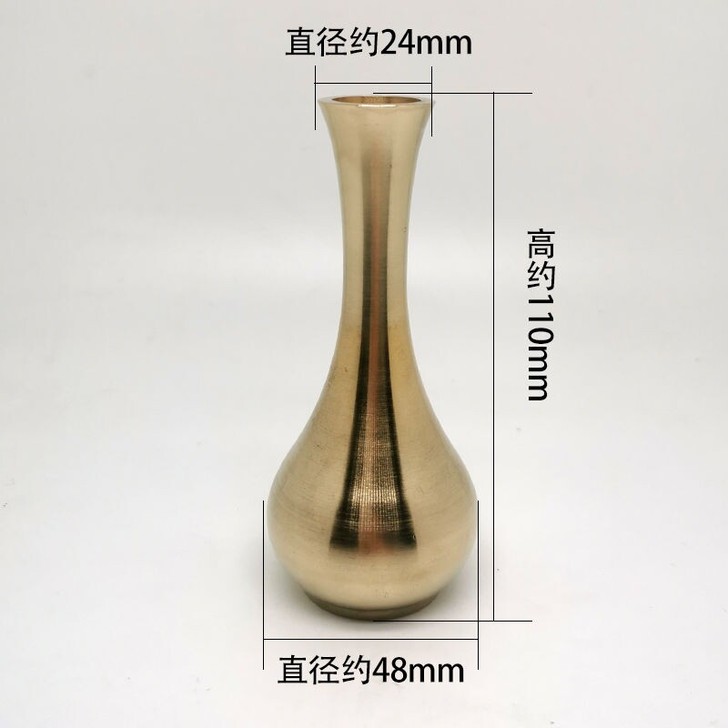 桌面迷你纯铜花瓶小号家用轻奢田园摆饰花插香...