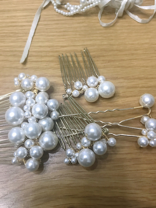 复古巴洛克大珍珠发叉新娘发簪发梳发插欧式设...