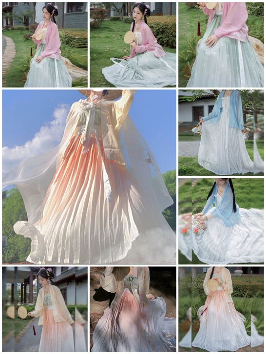 【飞机袖+抹胸+百迭裙+衬裙】宋制飞机袖短...