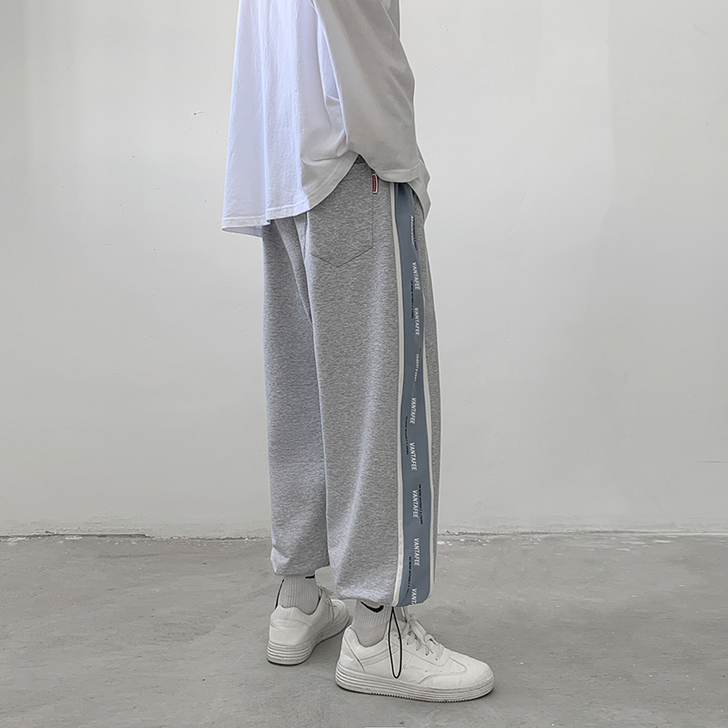 休闲运动裤女秋季阔腿宽松垂感束脚裤ins潮...