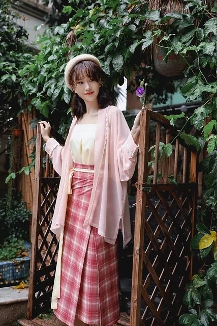 南青栀原创 汉服宋制女 三件套飞机袖对襟两...