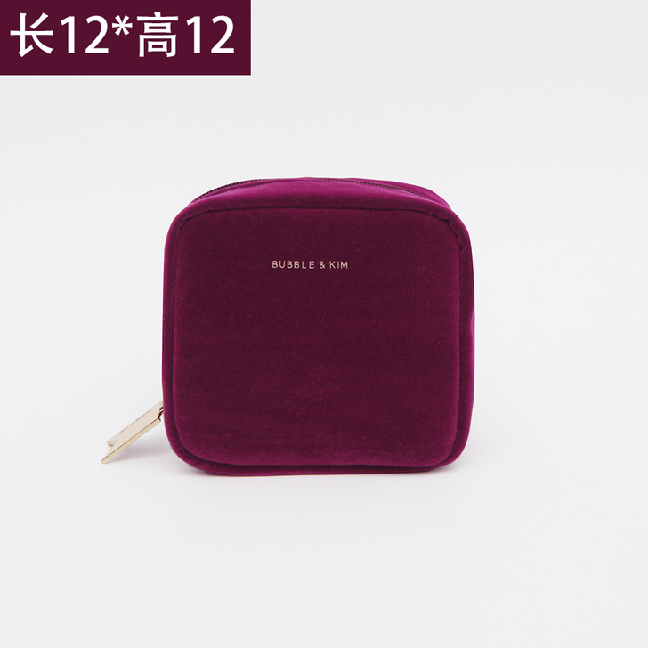 韩国简约丝绒化妆包小号便携ins风超火简约...