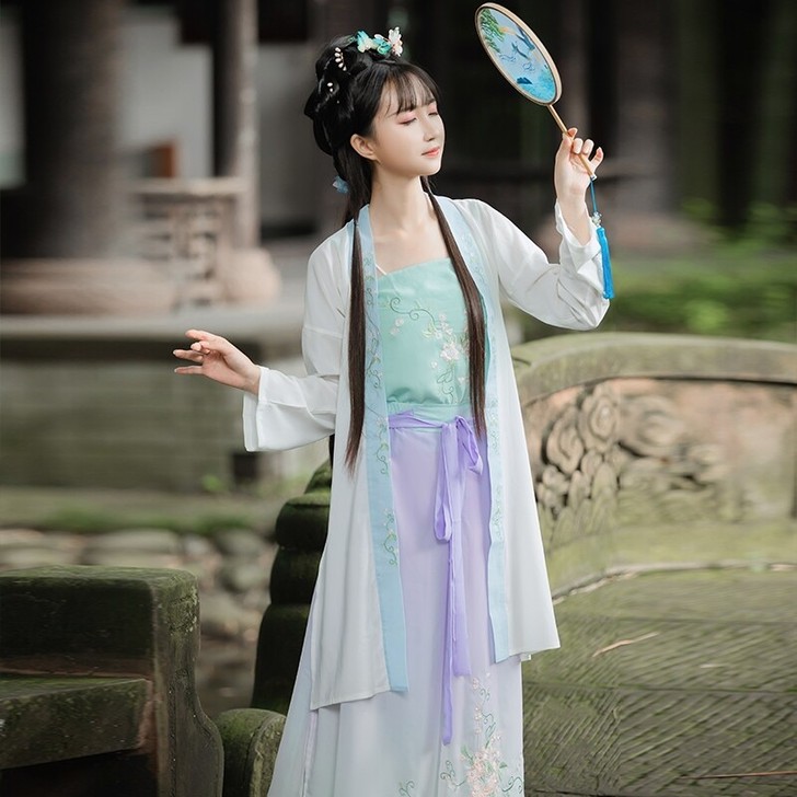 宋制汉服三件套中国风宋抹吊带女日常正品原创...