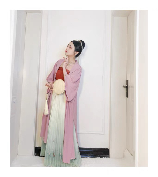 岁余空山长干寺宋半袖对襟长衫 梅子色