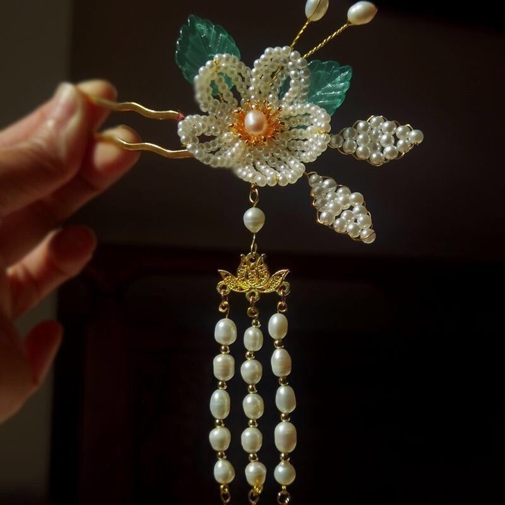 淡水珍珠仿故宫步摇