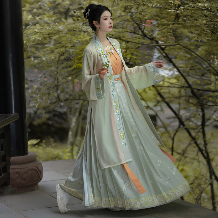 风来榕下小雏菊原创汉服女宋制褙子三件套中国...