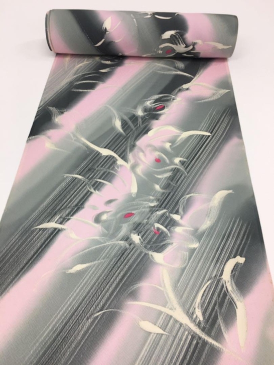 小纹晕染抽象花纹正绢真丝旗袍面料反物