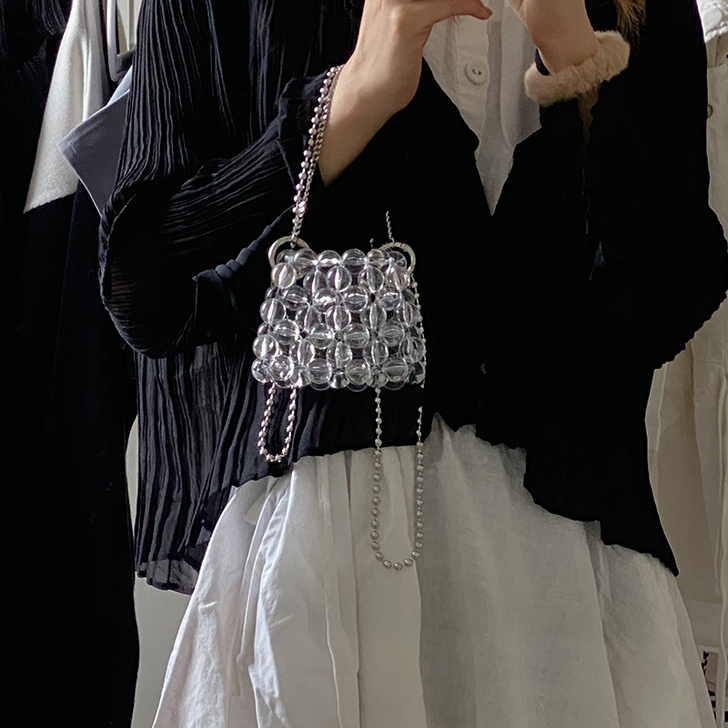 S5CR官方正版汽水斜挎串珠包迷你链条口红...