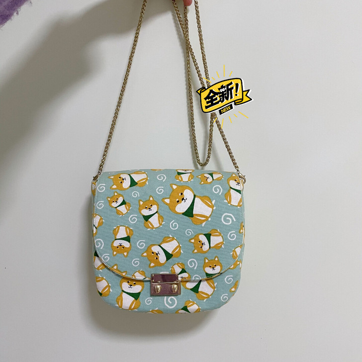 全新 日系可爱柴犬布艺链条包斜挎女包纯手工...
