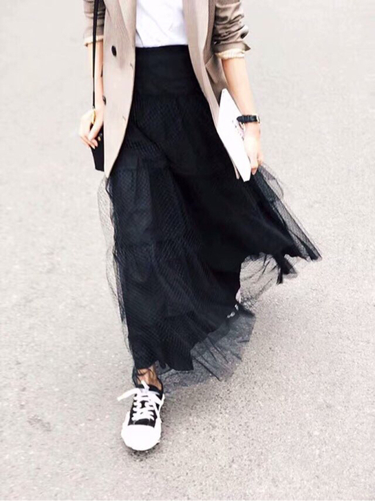 全新女高档黑色纱网蛋糕裙