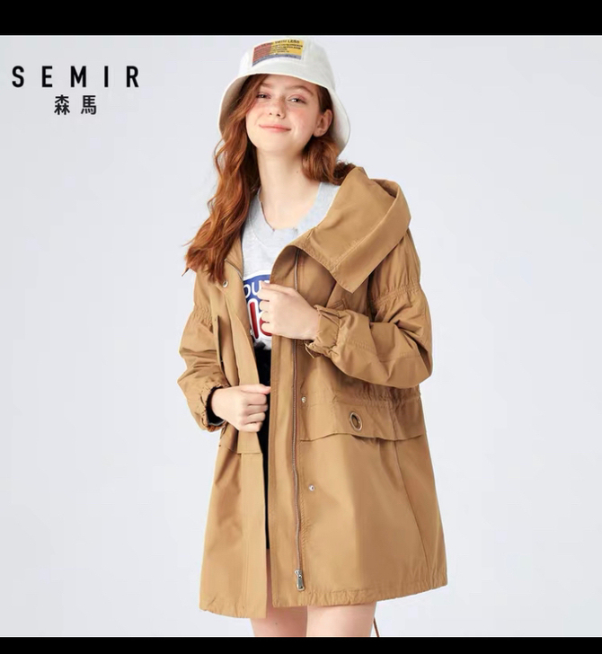 森马春秋初夏薄外套，中长款，图片色，柔软舒...