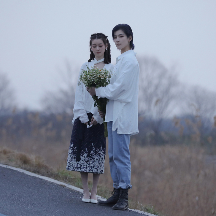 白露宋制汉服三件套日常情侣款飞机袖短衫旋裙...