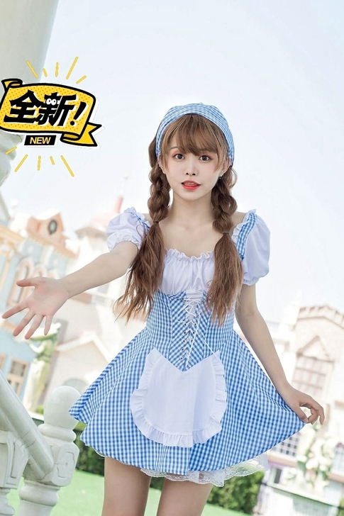 白菜价cosplay洛丽塔连衣裙日常格子女...