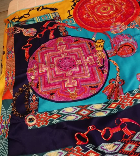 杭州都锦生真丝桑蚕丝围巾披肩104*104...