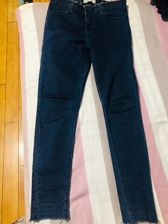 小脚牛仔裤女 毛边 深蓝色 不退换