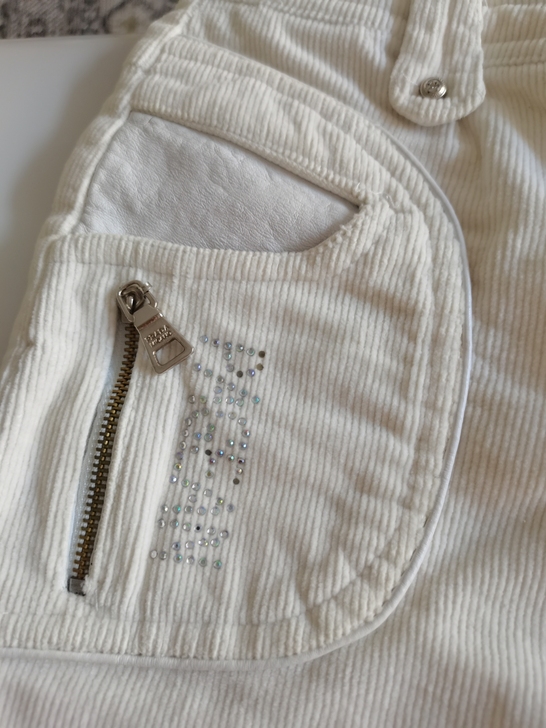 灯芯绒白色裤子,料子舒服厚款秋冬款,镶嵌砖...