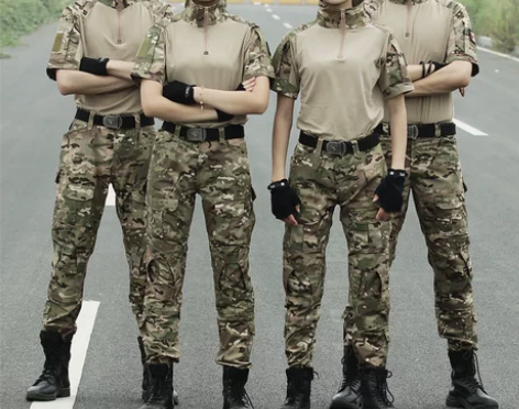 迷彩服套装男弹力透气蛙服夏季学生军训服耐磨...